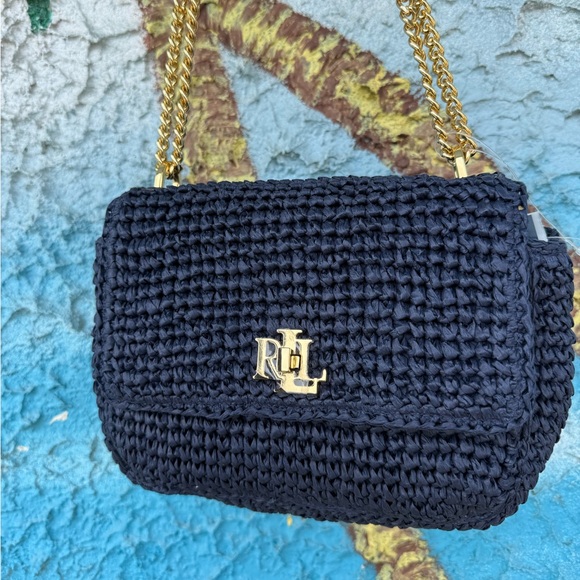 Lauren Ralph Lauren Handbags - NWT Ralph Lauren Navy Straw Chain Crossbody Coastal Quiet Luxury Bag